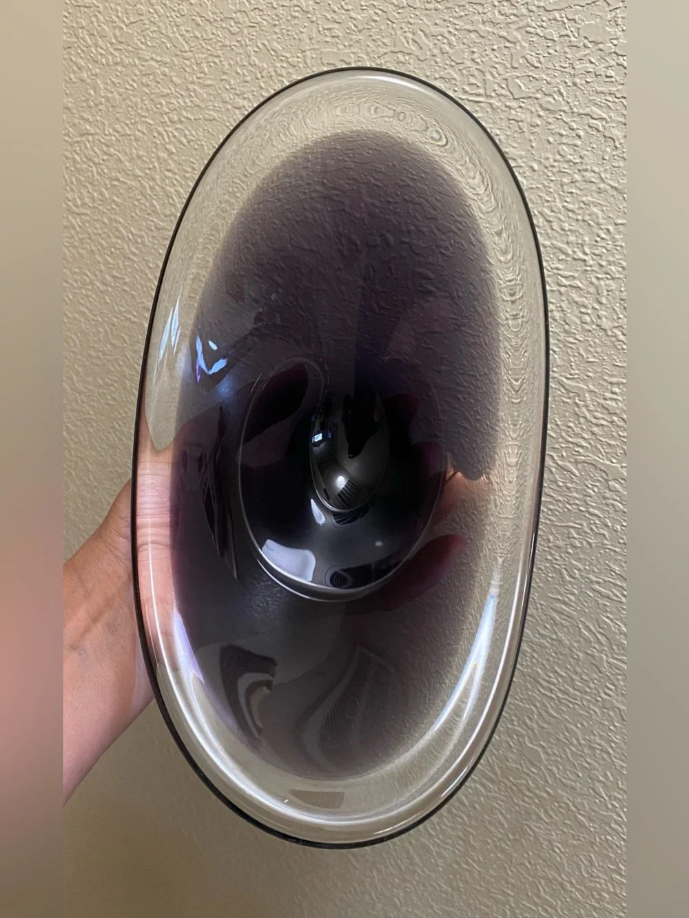 Bobbled Dark Purple & Clear MCM Scandinavian Glass Art Bowl Handcrafted Centerp